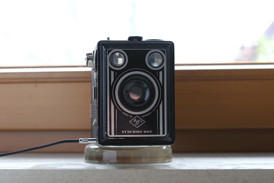 vintage camera, agfa synchro box, daylight, technology, focus on foreground HD wallpaper