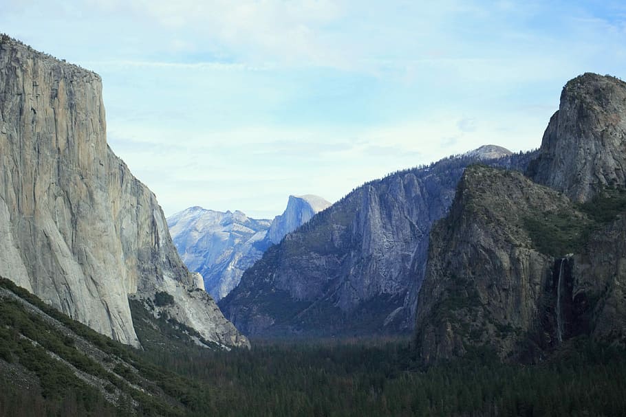 landscape photography of a mountain with trees, rock, cliff HD wallpaper