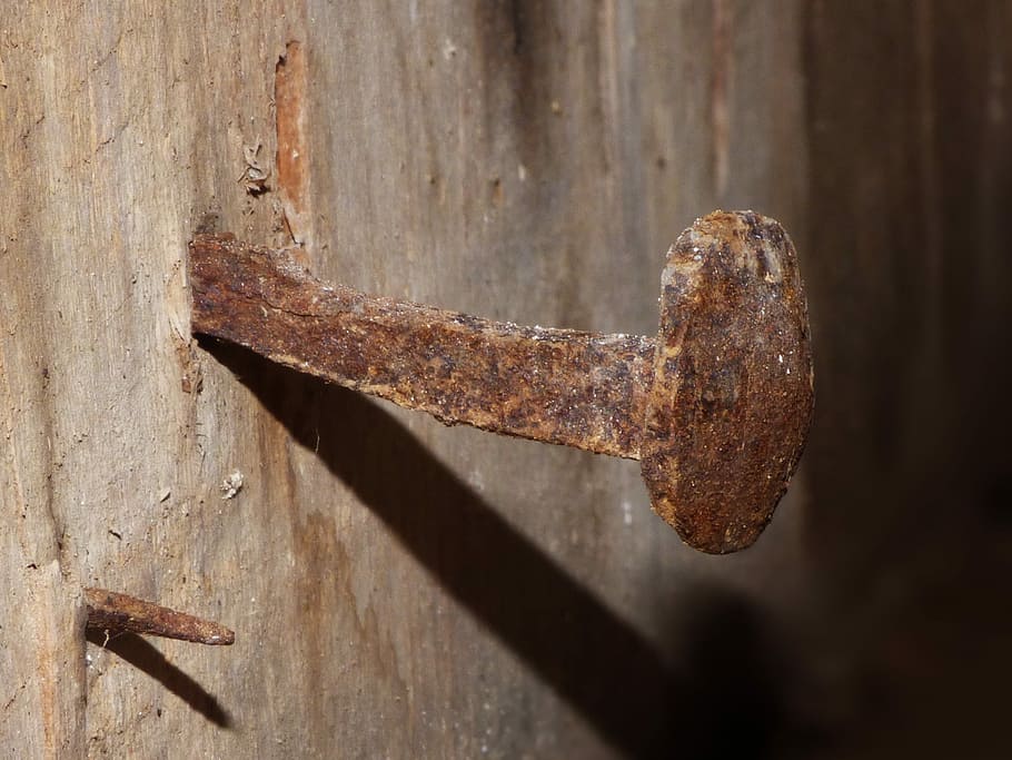 Nail, Iron, Wood, Crafts, Door, rusty, old, wood - material HD wallpaper