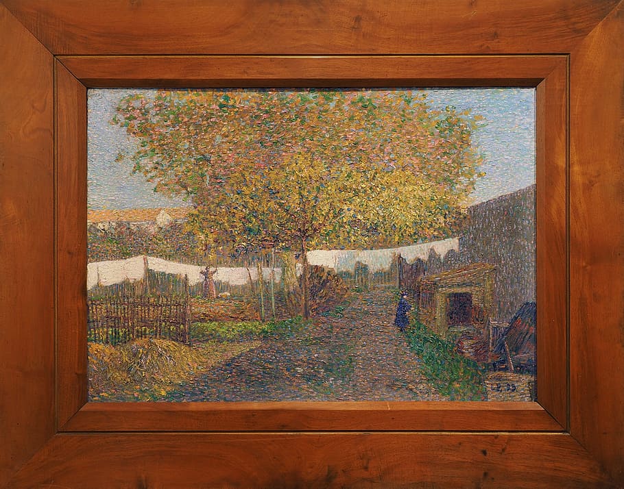 museum, table, painting, autumn, plant, tree, nature, architecture HD wallpaper