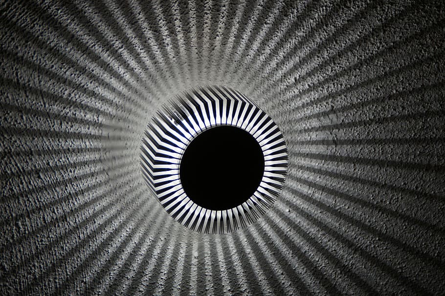 round gray decor, light, shadow, black and white, contrast HD wallpaper