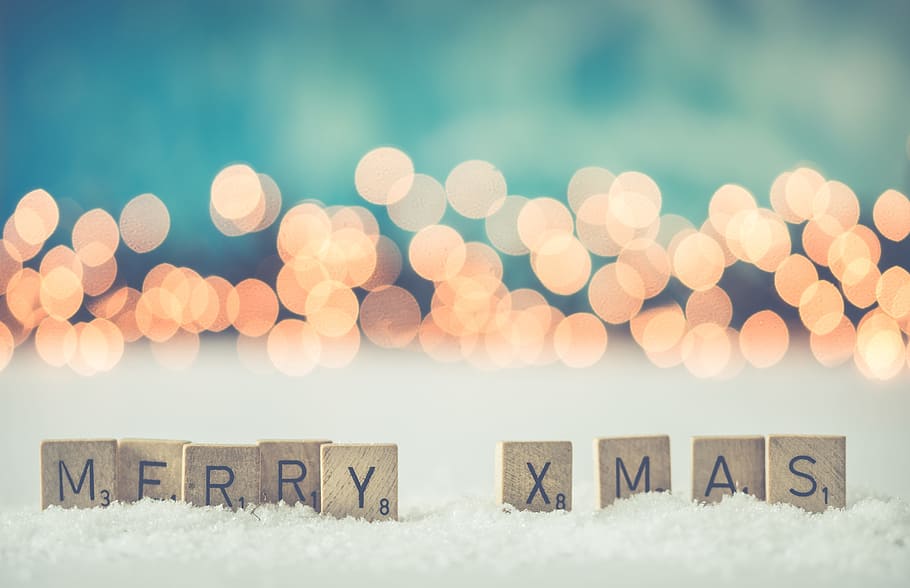 selective focus photo of Merry X Mas freestanding letters, christmas