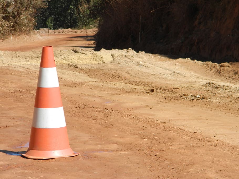 conei, signaling, road, works, traffic cone, day, no people, HD wallpaper