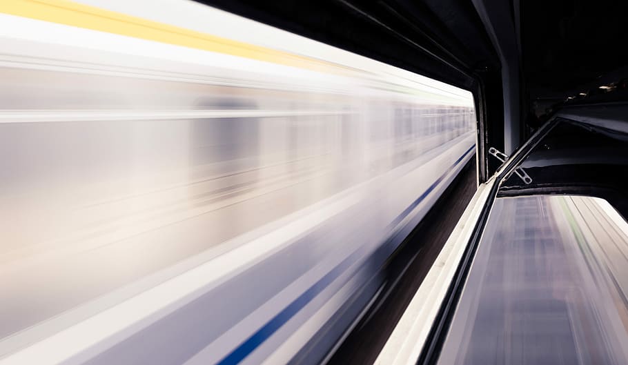timelapse photo of white train and subway station, untitled, movement HD wallpaper