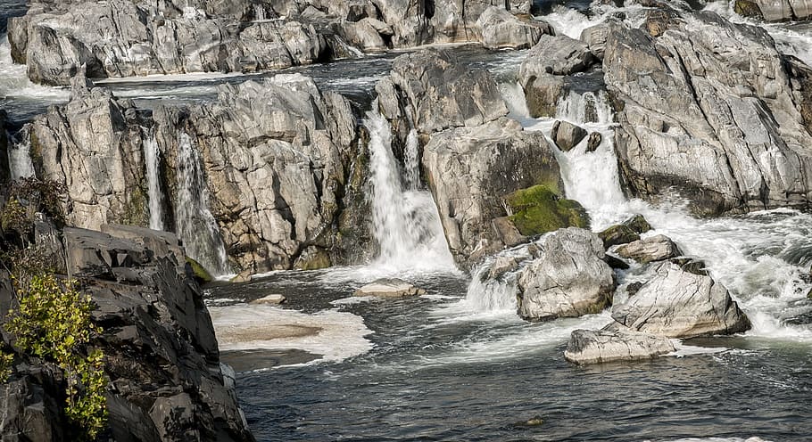 Great Falls, Waterfall, Cascade, Rock, scenic, outdoor, virginia, HD wallpaper