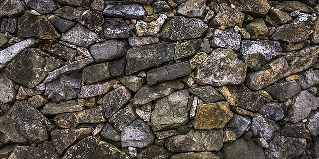 brown and green stone lot, stone wall, texture, pattern, background HD wallpaper