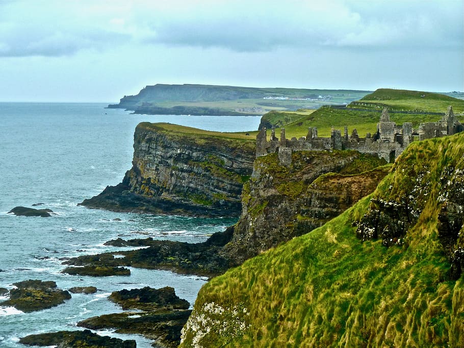 bluff, cliffs, coastal, nature, ocean, vertical, rocks, outdoor HD wallpaper
