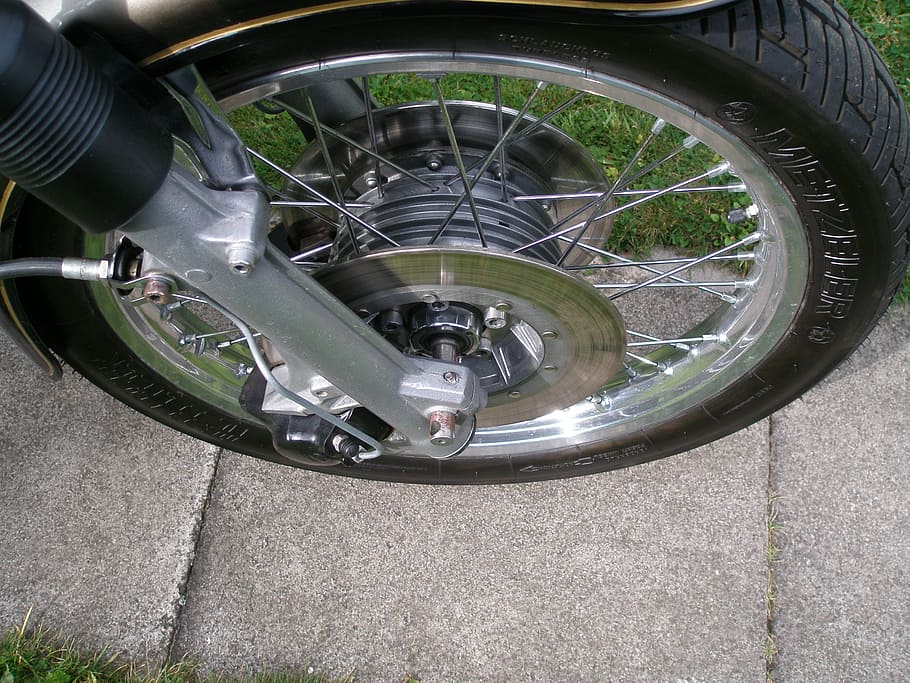 bmw, motorcycle, front, wheel, motorbike, vehicle, tire, brakes, HD wallpaper