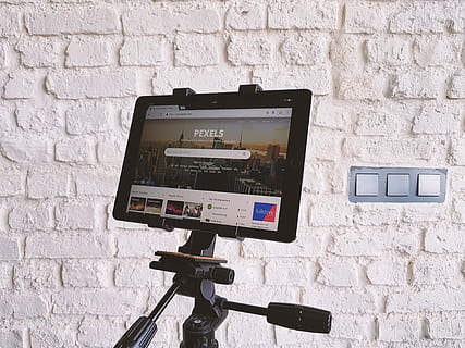 technology, tablet, tripod, pexels, website, design, wall, black HD wallpaper