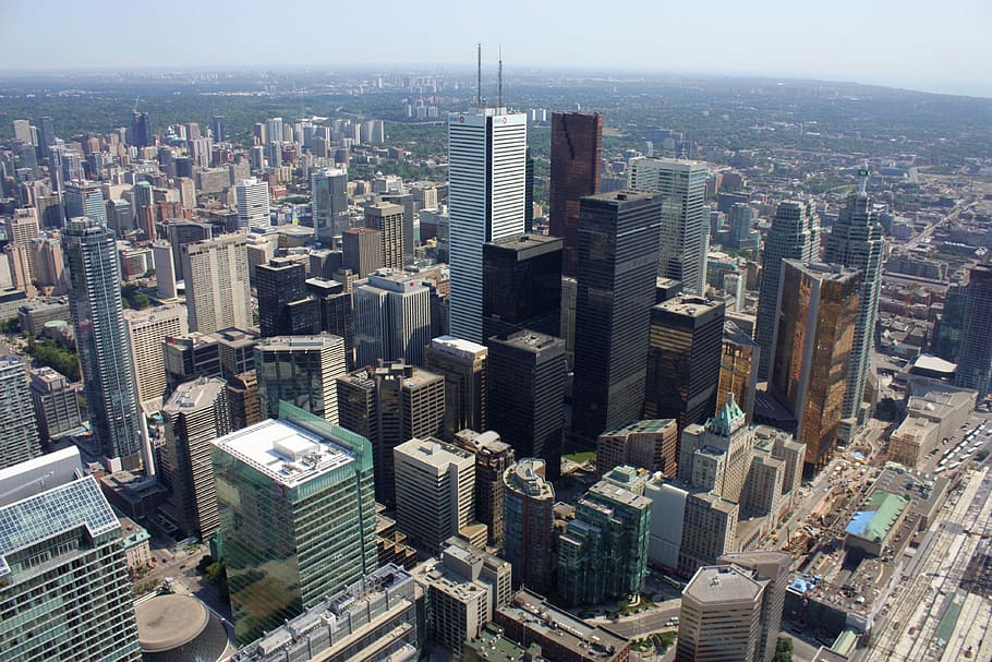 aerial photo of New York City, toronto, canada, skyline, architecture HD wallpaper