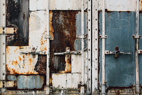 container, door, old, rust, port, storage, terminal, morbid HD wallpaper