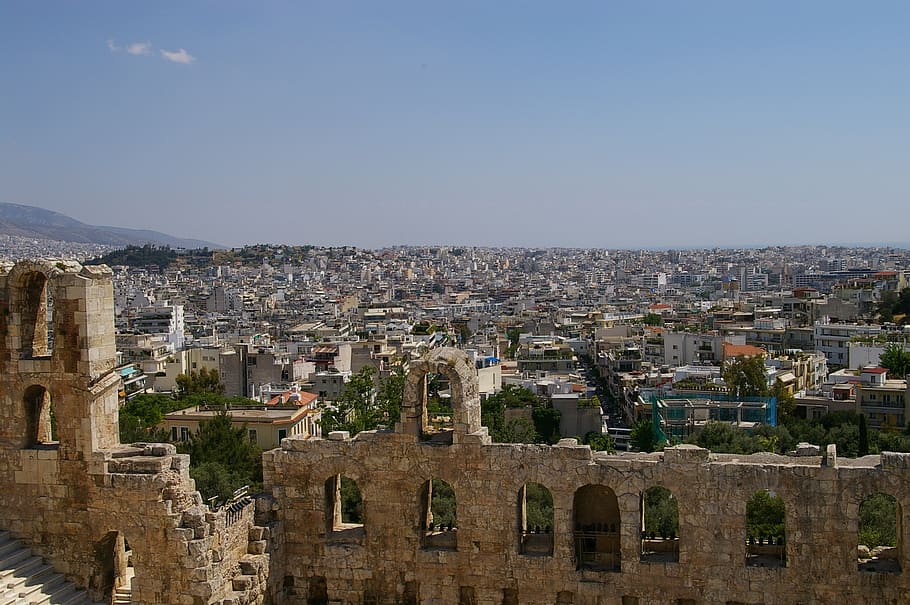 athens, greece, outside, daytime, panorama, hellenic, history HD wallpaper