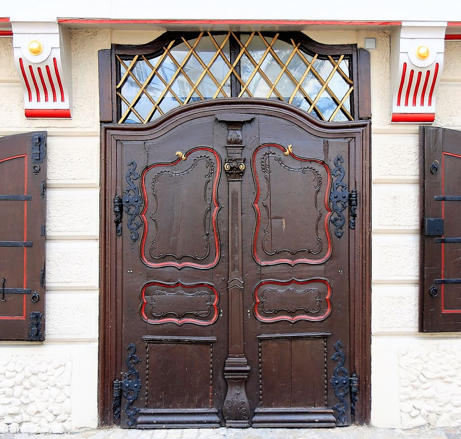 door, input, goal, architecture, ornament, old, closed, wood HD wallpaper