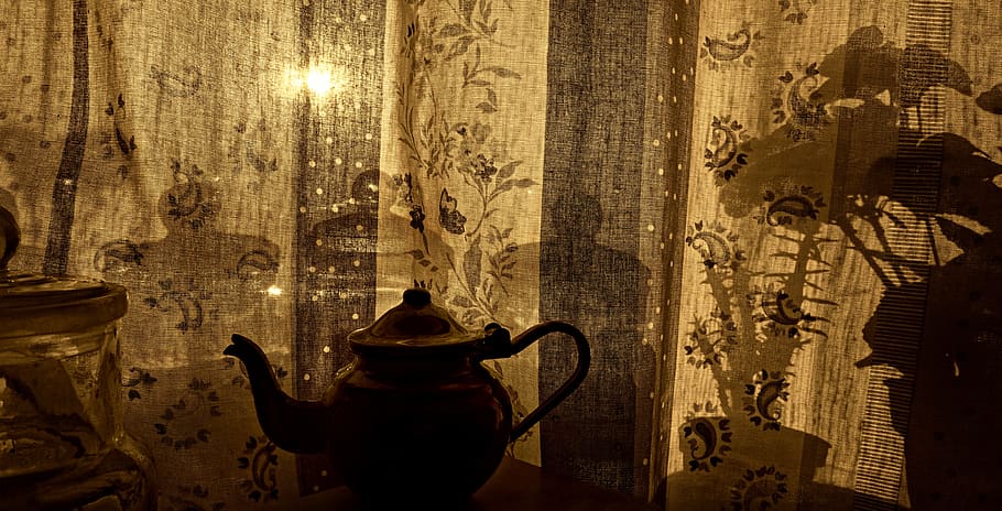 curtain, objects, silhouette, sunlight, window, indoors, no people HD wallpaper
