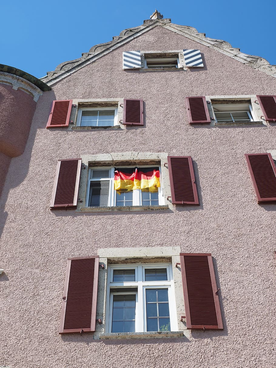 Home, House, Facade, Window, Flags, house facade, germany, architecture HD wallpaper