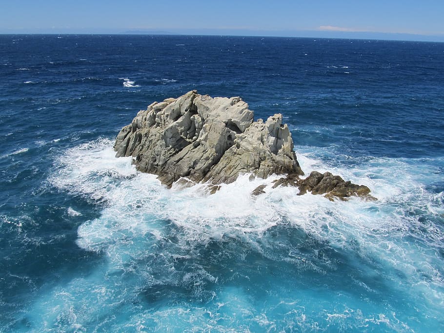 Sea, Rock, Surf, Water, Coast, Wave, horizon over water, nature HD wallpaper