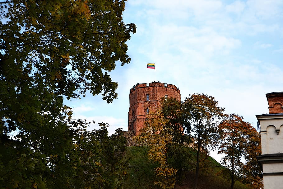 architecture, autumn, building, castle, gediminas, golden, historical HD wallpaper
