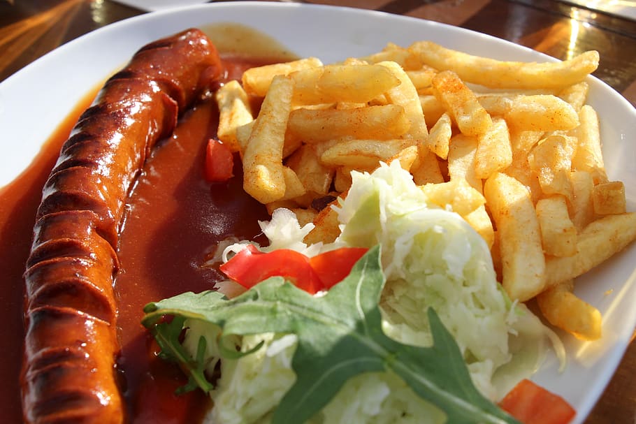 currywurst, french, eat, french fries, nutrition, delicious