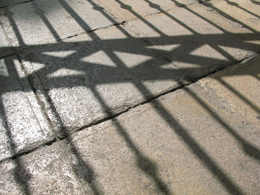 Shadow, Grating, Soil, Iron, sunlight, focus on shadow, high angle view HD wallpaper