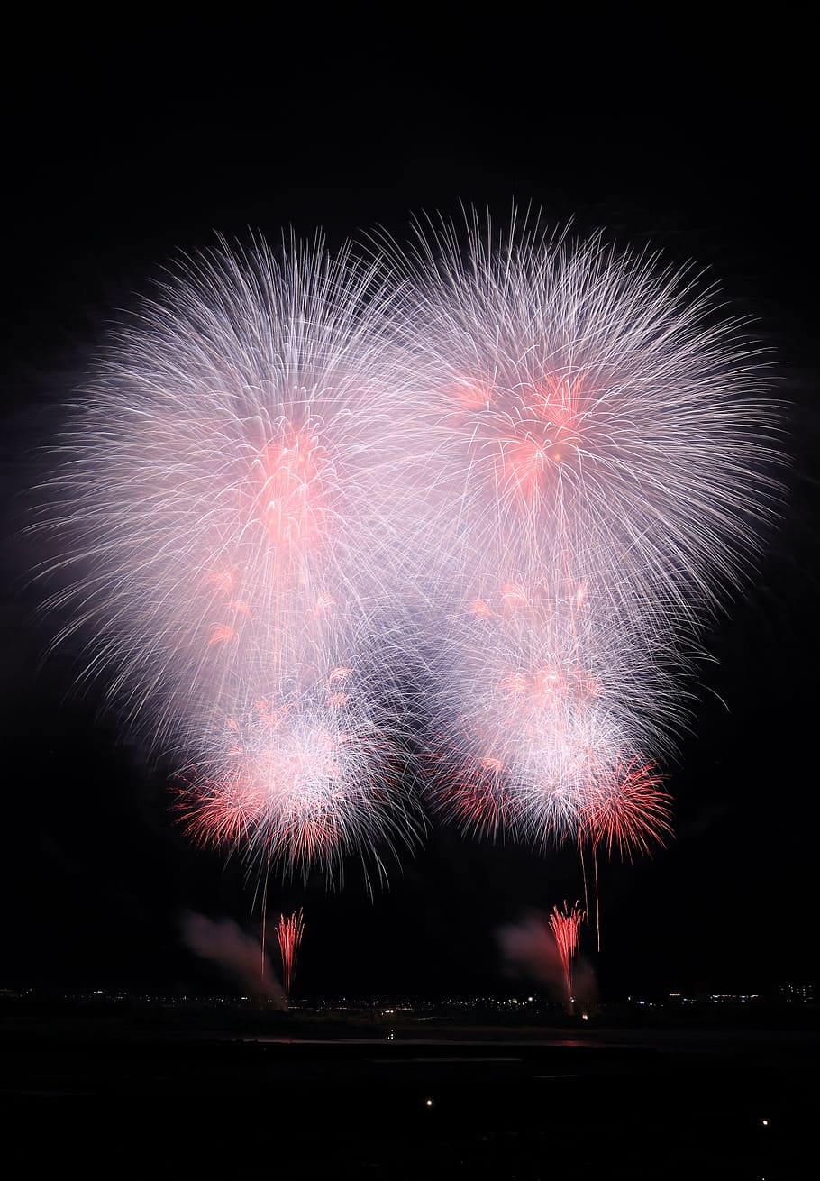 fireworks, spark, clouds, sky, nature, smoke, celebration, party, HD wallpaper