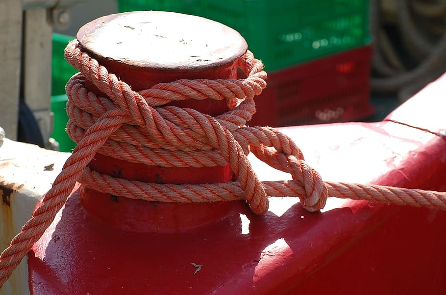 dew, red, fix, knot, security, rope, tied up, post, nautical vessel HD wallpaper