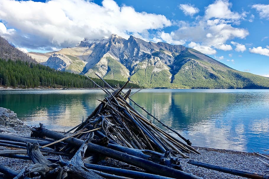 mountains, reflections, serenity, peaceful, landscape, water HD wallpaper