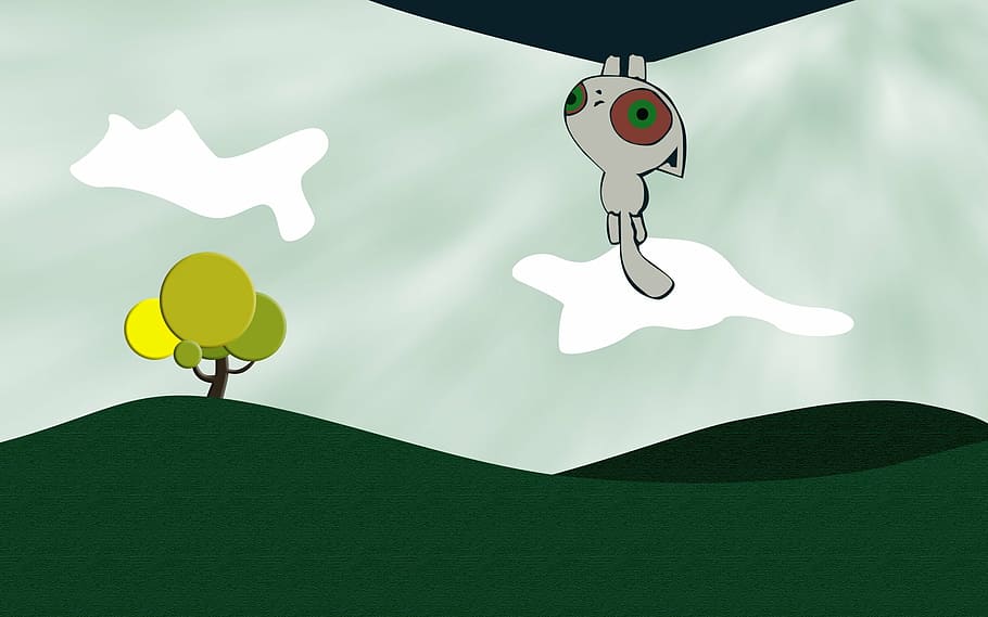 gray cat climbing wall painting, vector, abstract, figure, illustration HD wallpaper