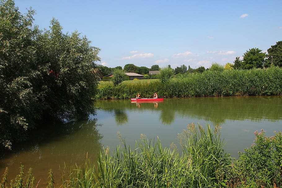 the eccentric, river, canoe, nature, netherlands, boat, landscape HD wallpaper