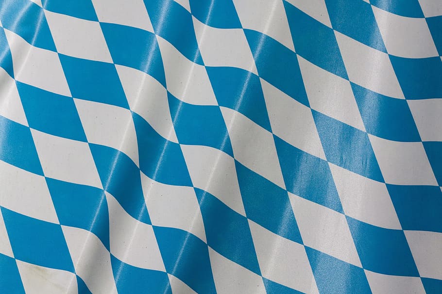 blue and white argyle-pattern surface, flag, bavaria, diamond, HD wallpaper