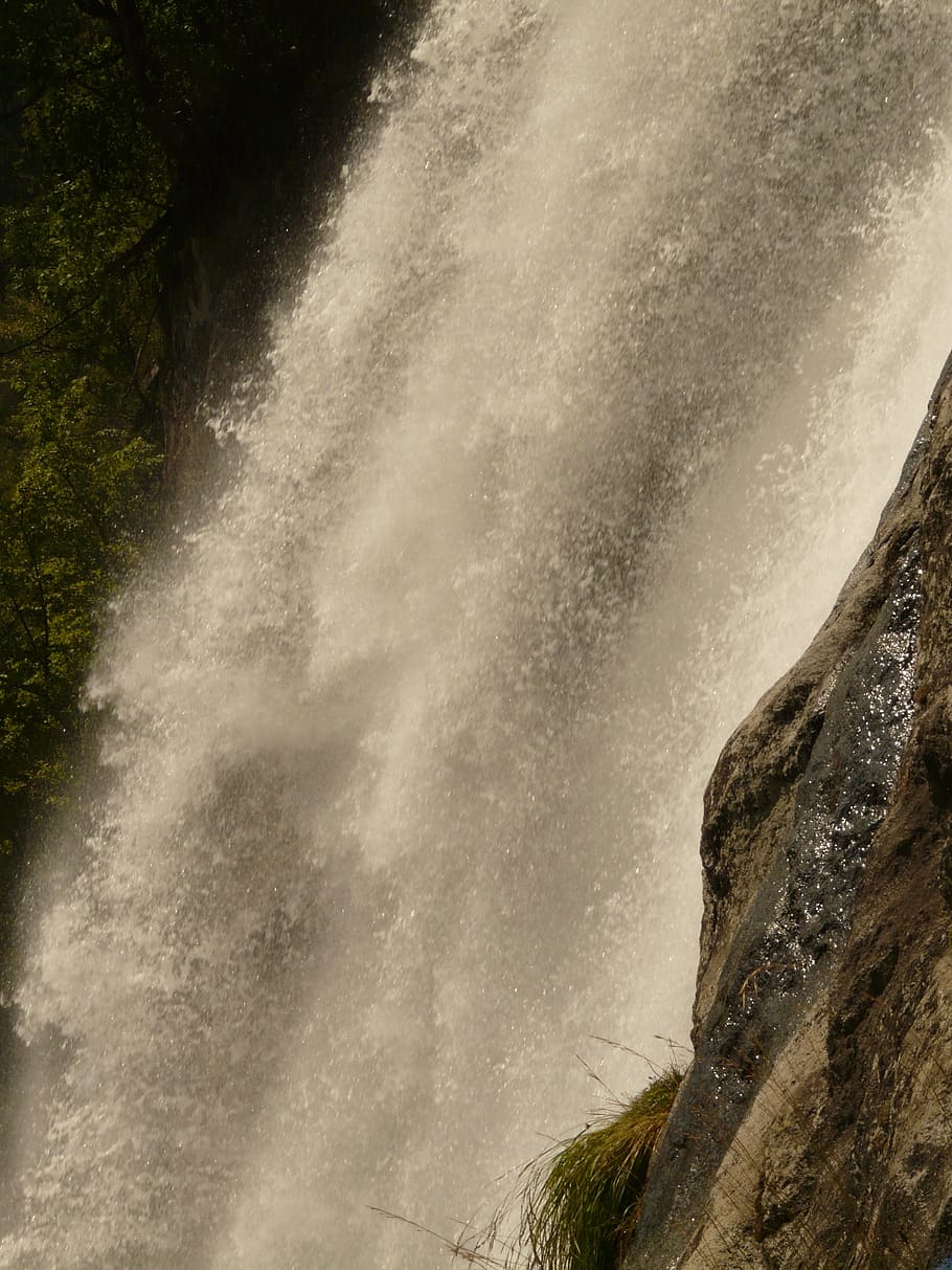 water, waterfall, spray, water mass, water masses, partschins waterfall, HD wallpaper