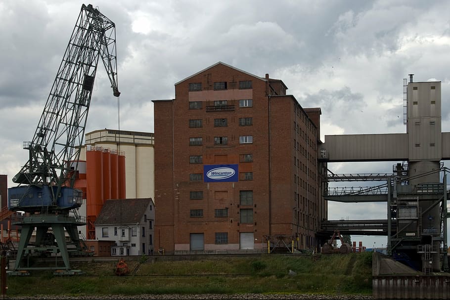 industry, crane, flour mill, architecture, built structure HD wallpaper
