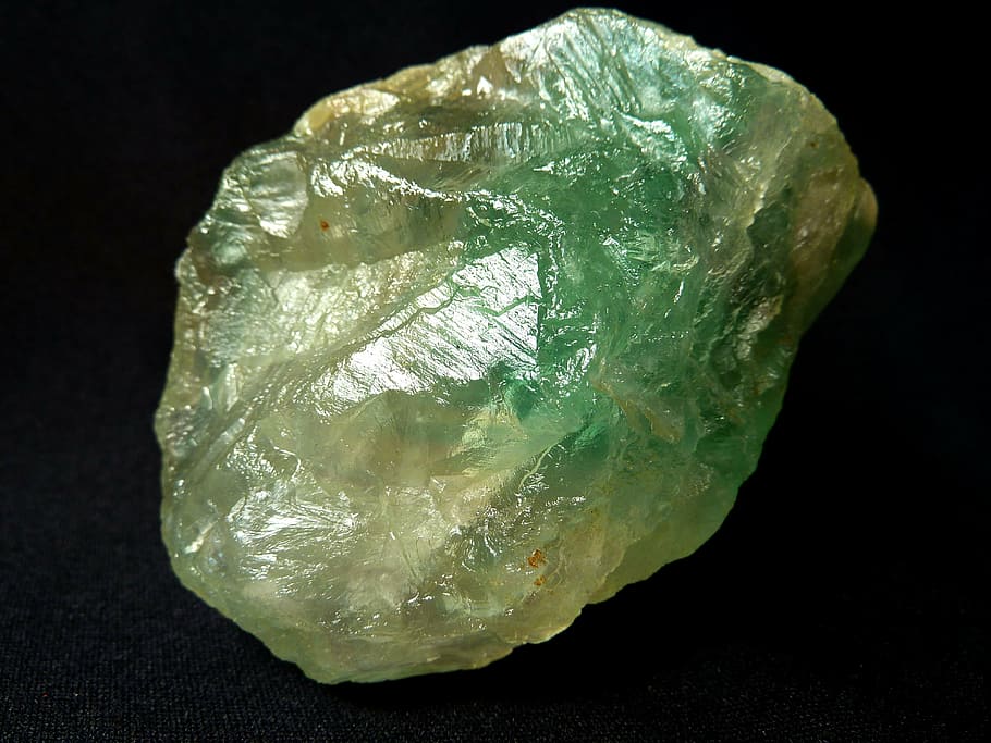 green gemstone photograph, fluorite, fluorspar, glass gloss, white