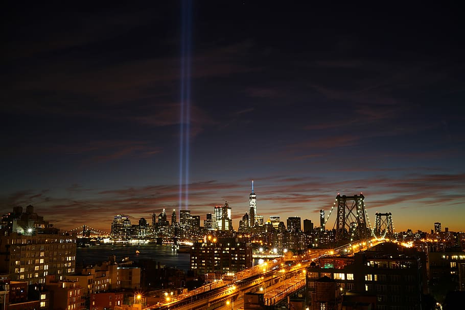 Brooklyn bridge during night, urban Scene, sky, dusk, urban Skyline HD wallpaper