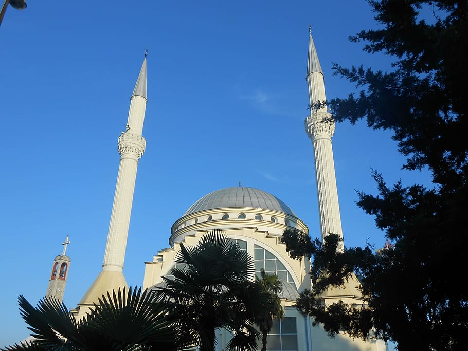 the mosque, albania, shkodra, islam, minaret, turkey - Middle East, HD wallpaper