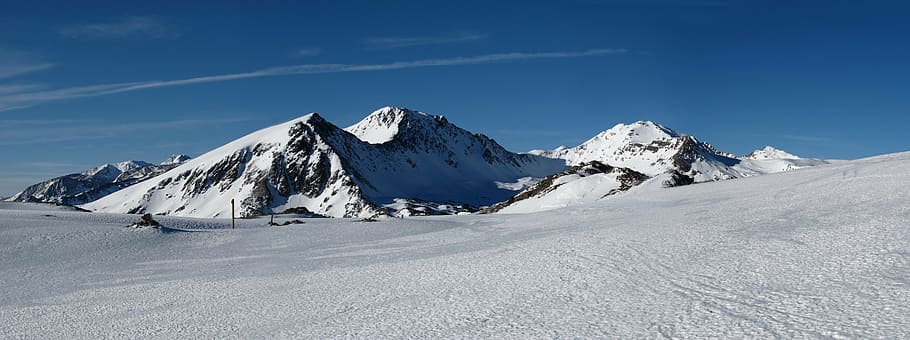mountains covered with snow, landscape, winter, view, panorama HD wallpaper