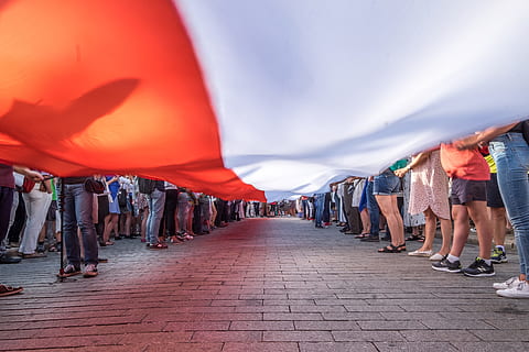 poland, flag, polish, demonstration, political, rally, national HD wallpaper