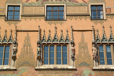 Town Hall, Ulm, Window, Facade, Painting, ulmer hall, frescoes HD wallpaper