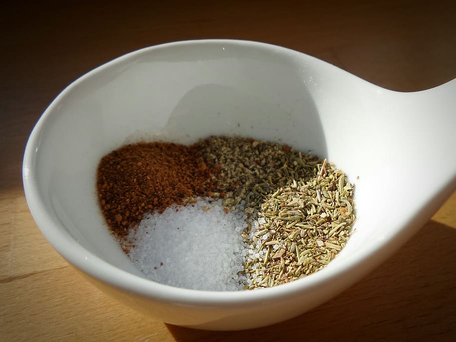 spices, thyme, salt, paprika, eat, red pepper, food, sweet peppers