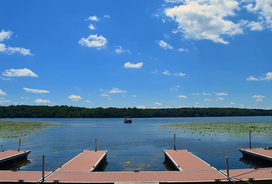 dock, lake, sunlight, summer, boat, water, nature, landscape HD wallpaper