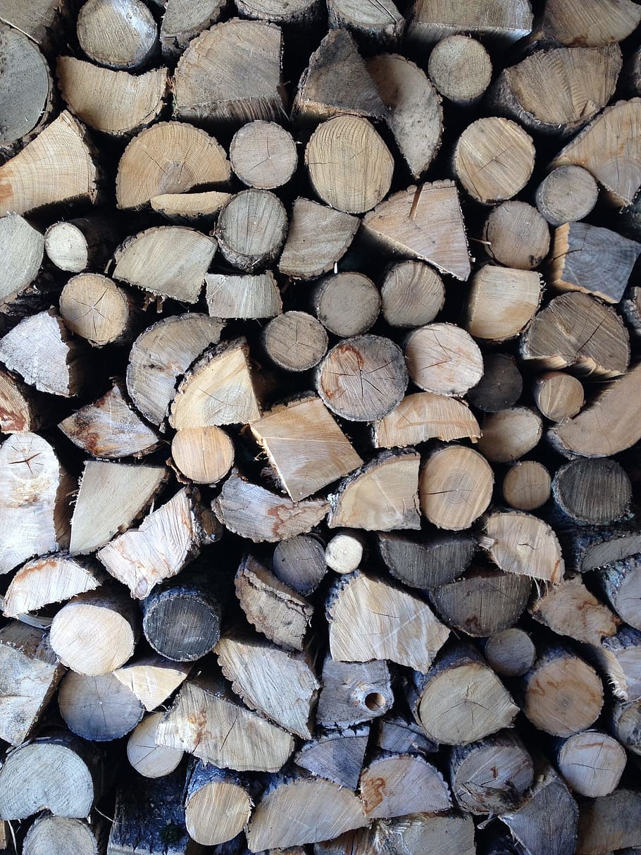 wood, firewood, nature, wooden, tree, log, brown, cut, stack, HD wallpaper