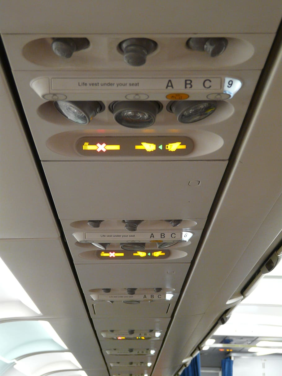 Aircraft, Interior, Cabin, Switch, buttons, light, air conditioning HD wallpaper