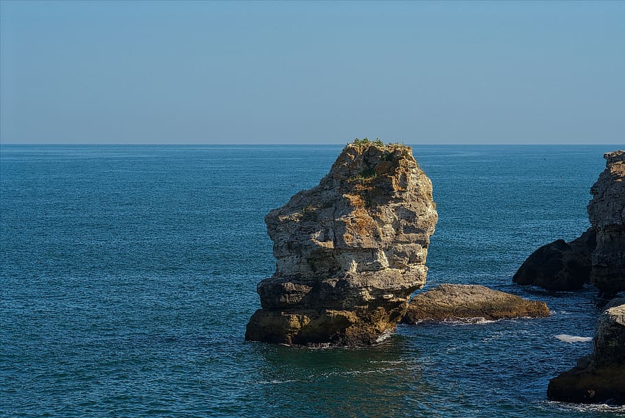 Rock, Cliffs, Landscape, Sea, Ocean, scenic, blue, summer, climb HD wallpaper