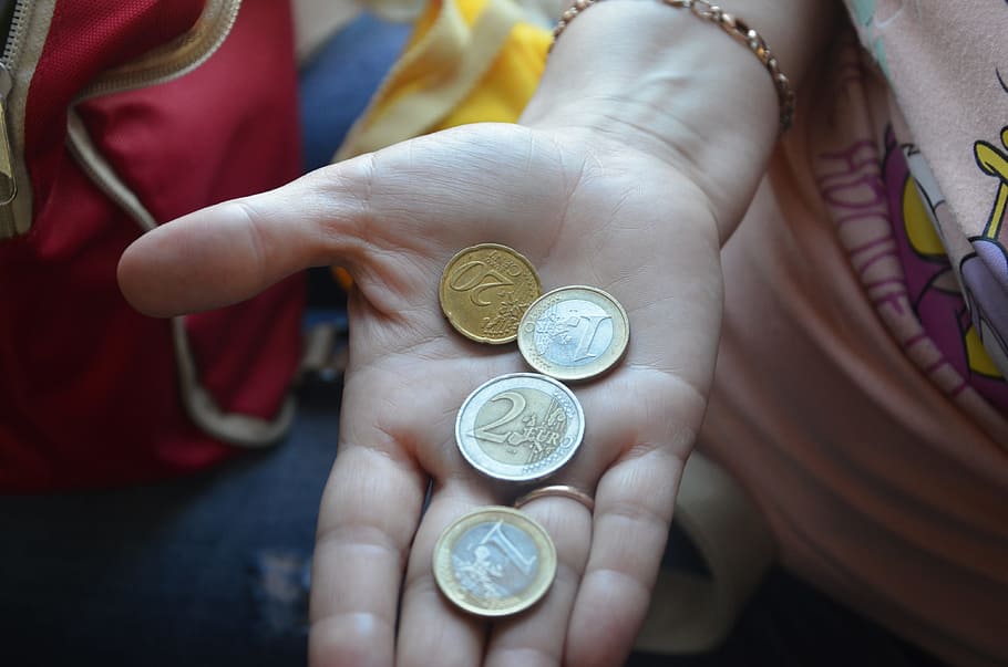 euro, hand, coin, finance, human hand, human body part, currency HD wallpaper