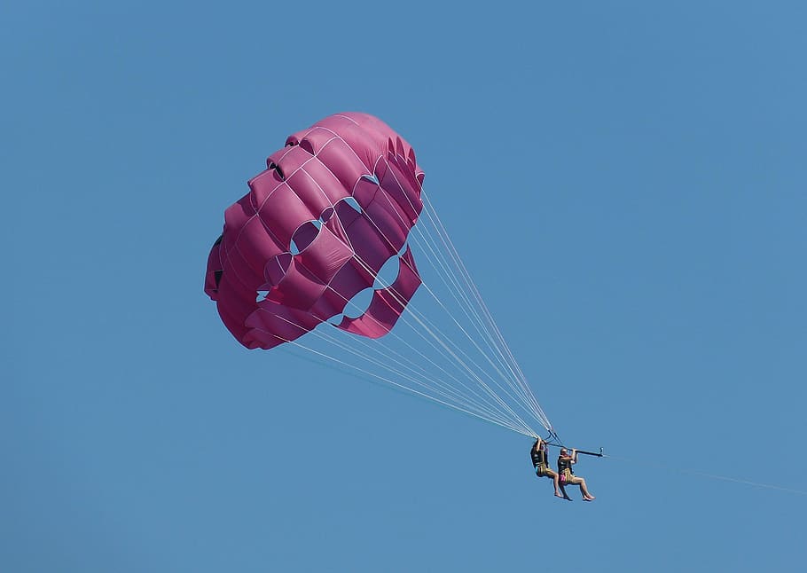 Parachute, Fly, Float, Sky, Blue, paragliding, parasailing HD wallpaper
