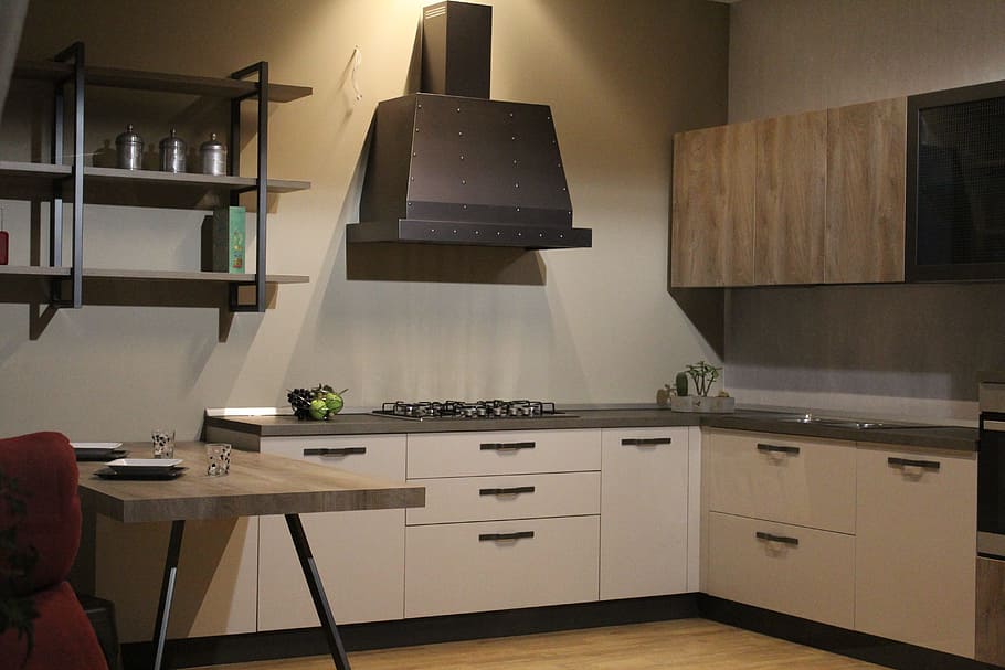 range hood at kitchen, furniture, interior, cook, modern kitchen, HD wallpaper