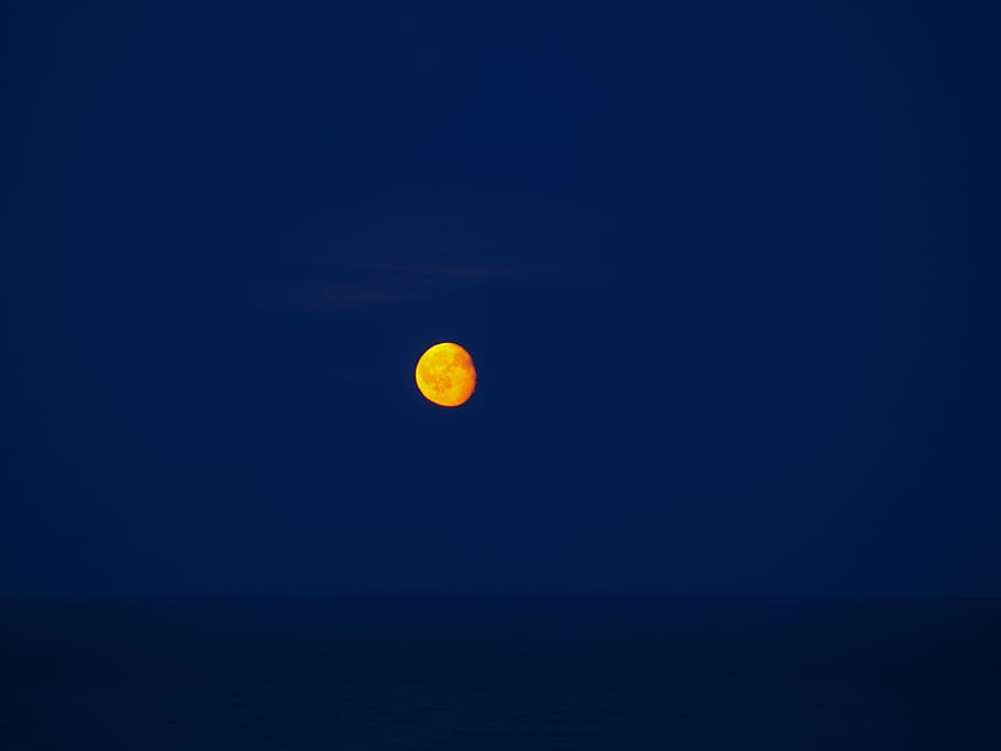 moon, sea, night, sky, horizon over water, tranquility, scenics - nature HD wallpaper
