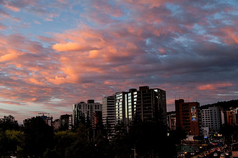 sky, buildings, cityscape, sunset, cloud, urban, building exterior HD wallpaper