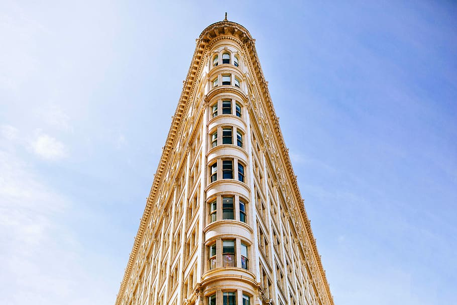 worm's-eye view photography of concrete building, white painted building worms eye photography HD wallpaper