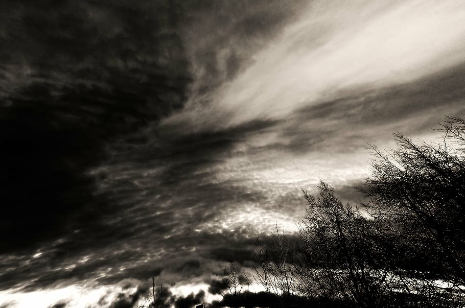 sky, clouds, black, white, nature, background, cloudy, cloud - Sky HD wallpaper