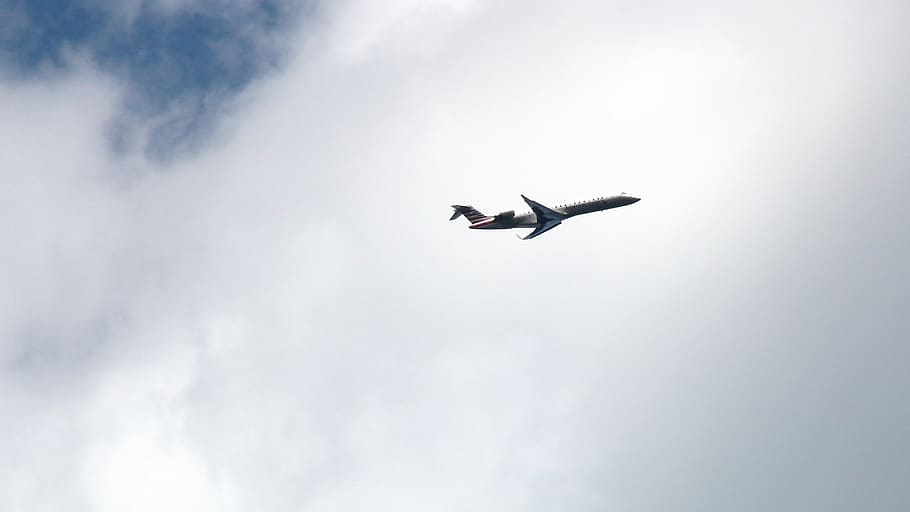 plane, sky, clouds, flying, flight, airplane, blue, aircraft HD wallpaper